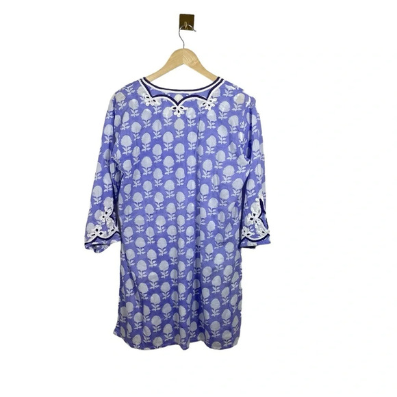 Roberta Roller Rabbit Geometric Embroidered Cotton Tunic Top in Lavender Size M - Picture 8 of 10